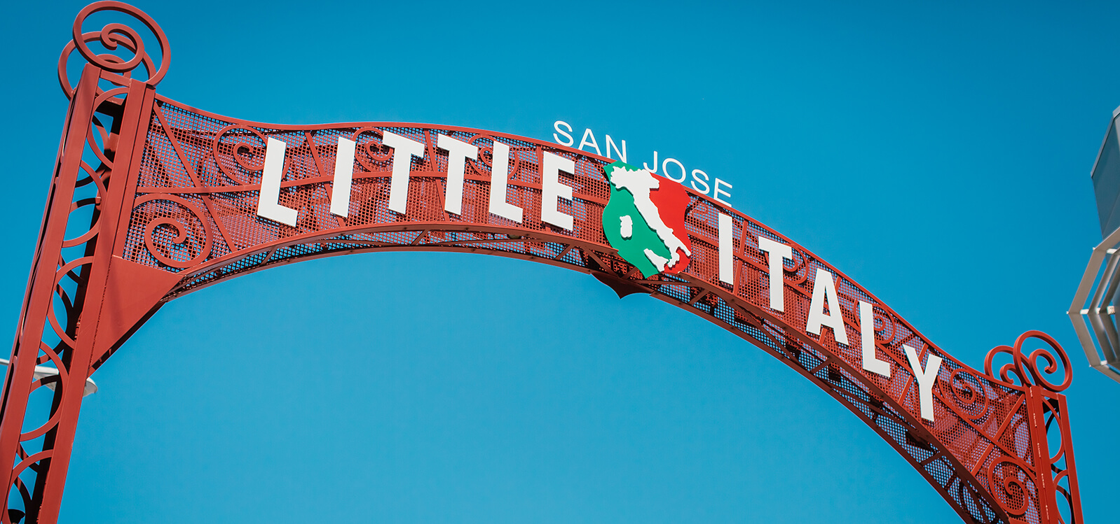 The iconic Little Italy sign welcomes visitors to explore the rich culture and delectable Italian cuisine of San Jose.