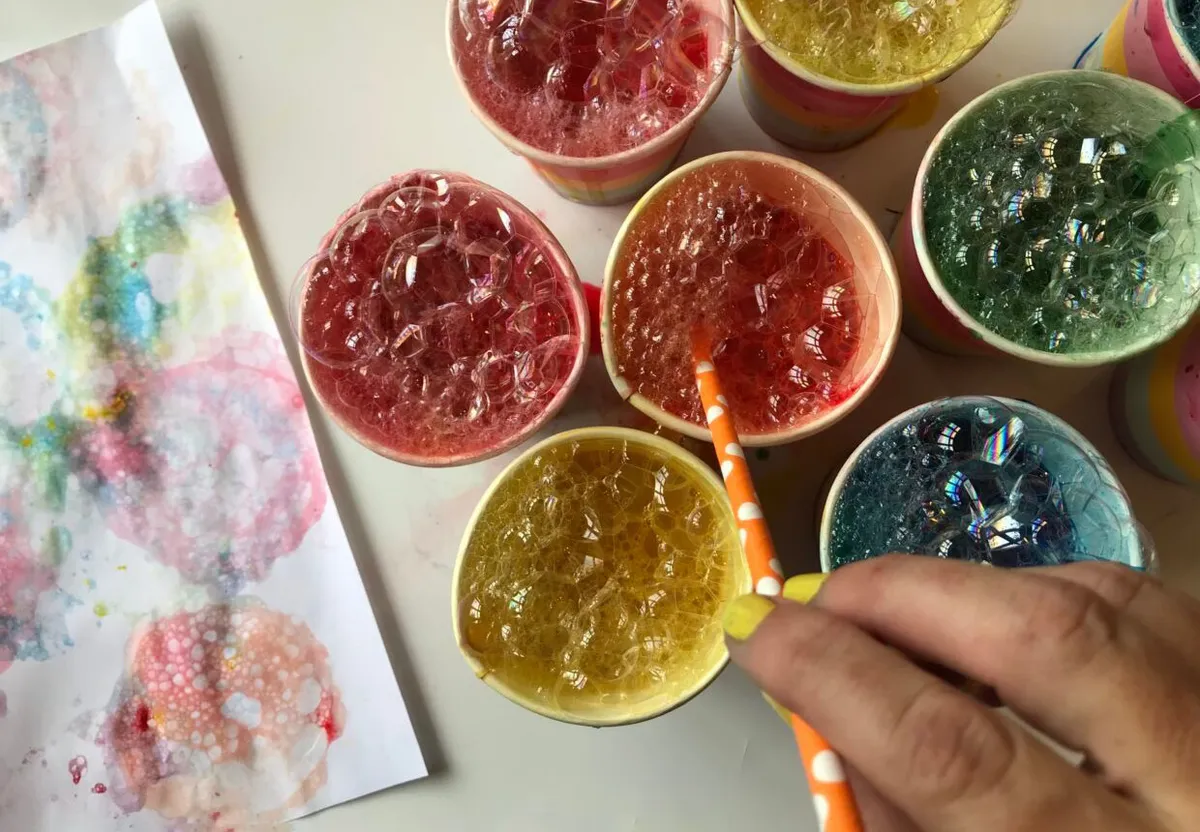 Bubble painting: A splash of color and fun in every bubble.